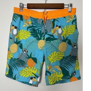 Neff Kids XL Tropical Toucan Sloth Swim Trunks‎ Board Shorts Pockets Beach Surf